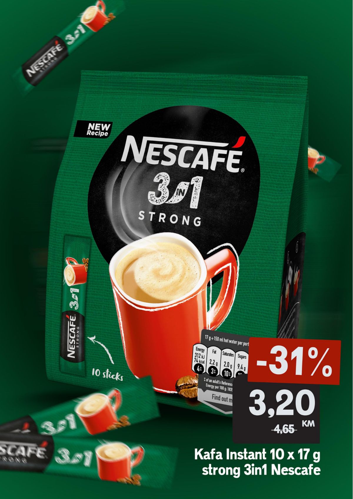 Bingo vikend akcija od 23.03. do 23.06.2023. 006 super akcija Nescaffe 3u1 - akcijska cijena 3.20KM - cijena snižena 31%
