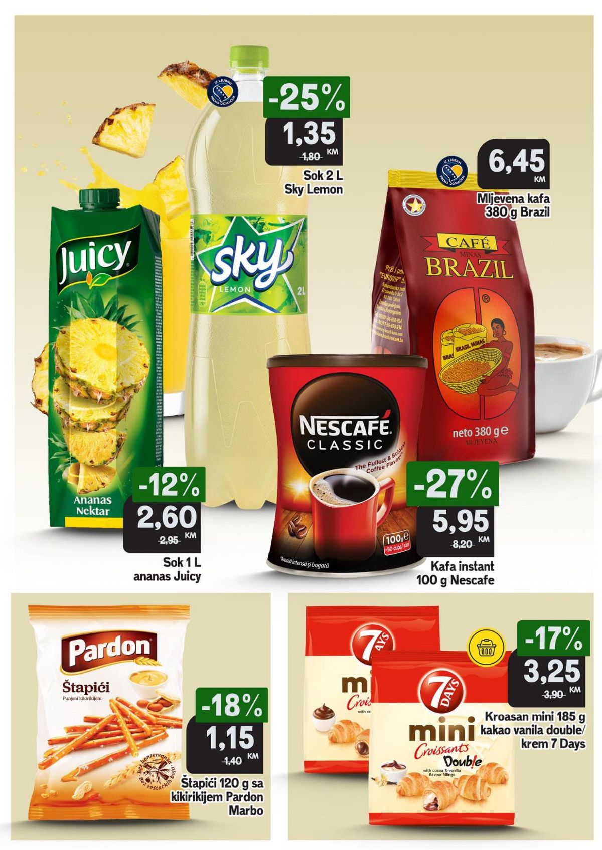 Bingo vikend akcija od 30.03. do 02.04. 005 nescafe classic snizenje 27% i mini crossants 7days